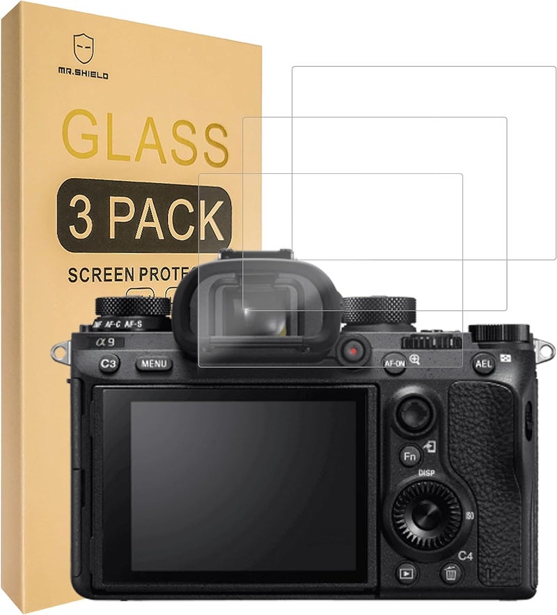 Mr Shield [3-Pack] Screen protector for Sony Alpha a7RIII a7RIV A7R3 A9 A7RII A7SII A7III RX100 Camera [NOT fit For A7IV Camera] [Tempered Glass] [Japan Glass with 9H Hardness] Screen Protector - Image 1
